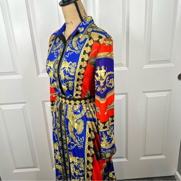 Sz M Ferrara Jaguar and Italian Printed Blouse & Pleated Skirt SET NWT $135 MSRP - Picture 7 of 15